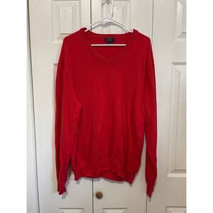 Brooks Brothers "346" Red 100% Supima Cotton Men's V-Neck Sweater XL
